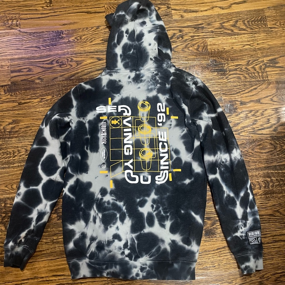 Dutch Bros Black and White Tie-Dye Hoodie. Size M. - Picture 2 of 3